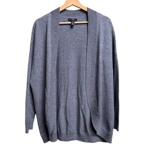 Gap Women Blue Heathered 100% Cotton Cardigan M Open Front Preppy Academia Layer